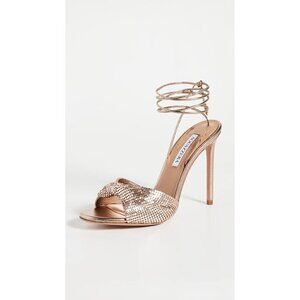 AQUAZZURA Metal Twist 105 Sandal in Satin Gold 36 Womens High Heels